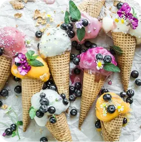 ice cream in different colors